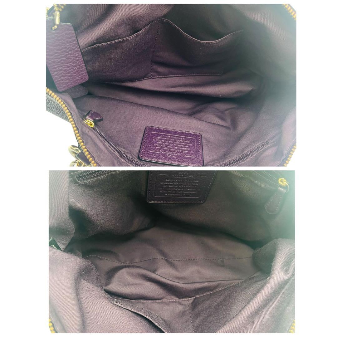 Coach 2Way Tote Bag Leather Purple Authentic G01081122 thumbnail 8