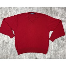 Par Four Sweater Mens XL Red V-Neck Solid Long Sleeve Acrylic Knit Made in USA