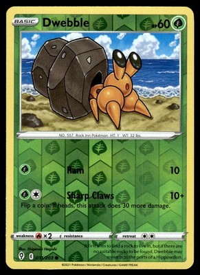 Dwebble 011/203 Common Evolving Skies Pokemon Reverse Holo NM Dwebble