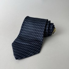Tommy Hilfiger Silk Men's Necktie Two Tone Geometric Made In USA Blue Yellow