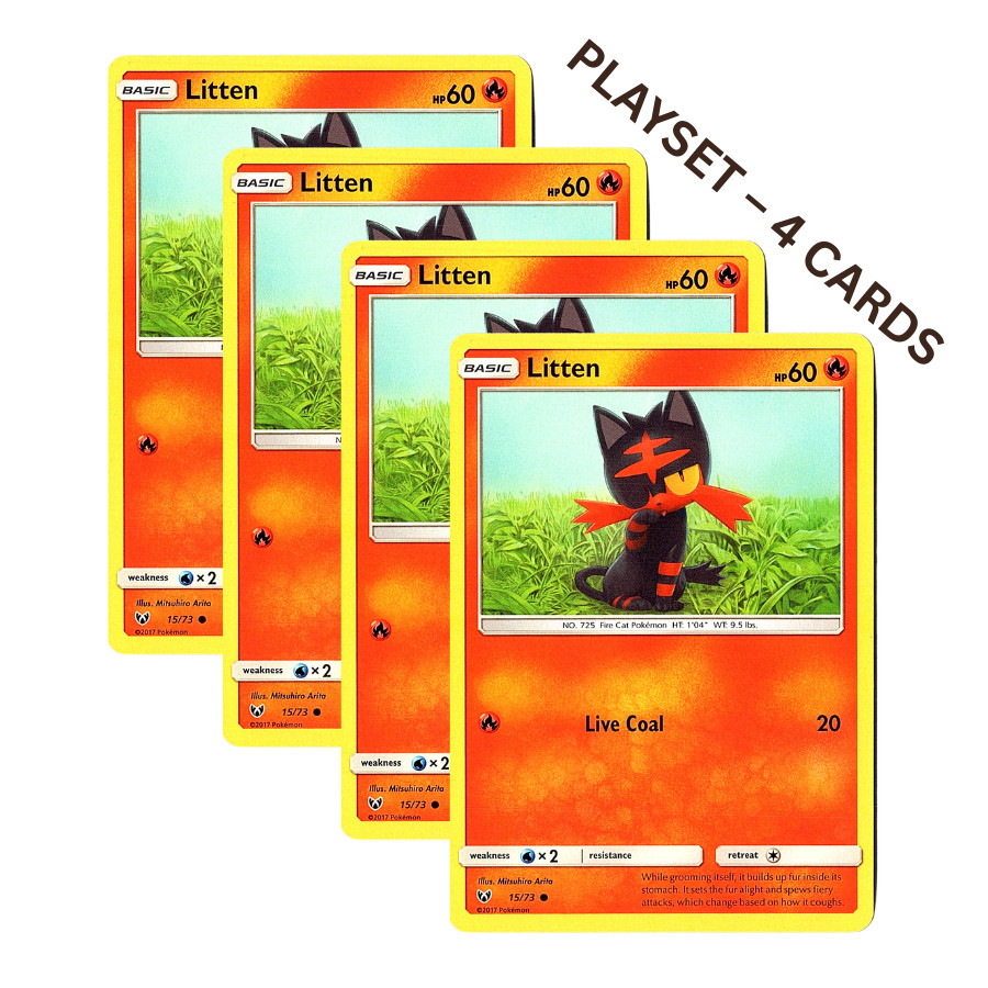 Litten 15/73 Shining Legends LP Common Playset 4x Pokemon Card