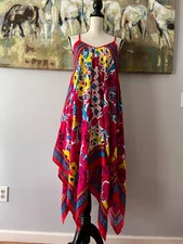 NWT Theodora & Callum Boho Asymmetrical Kaftan Coverup Dress Women's One Size