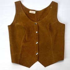 Vintage Suede Western Vest Snap Front Womens Small