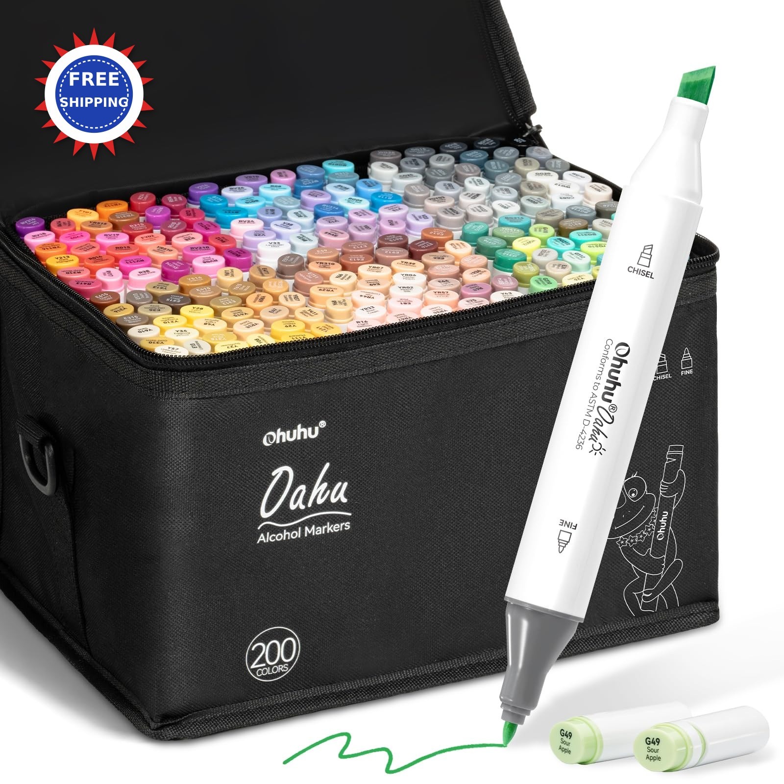 200 Colors Ap Certificated Double Tipped Art Marker Set Ohuhu