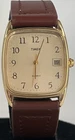 Vintage Mens Timex Gold Tone Tank Quartz Wristwatch Running READ DESCRIPTION H