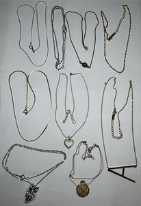 Authentic Gold Filled & Gold Plated, 9pc - 27g, Chains & Necklaces W/Pendants (See Photos)