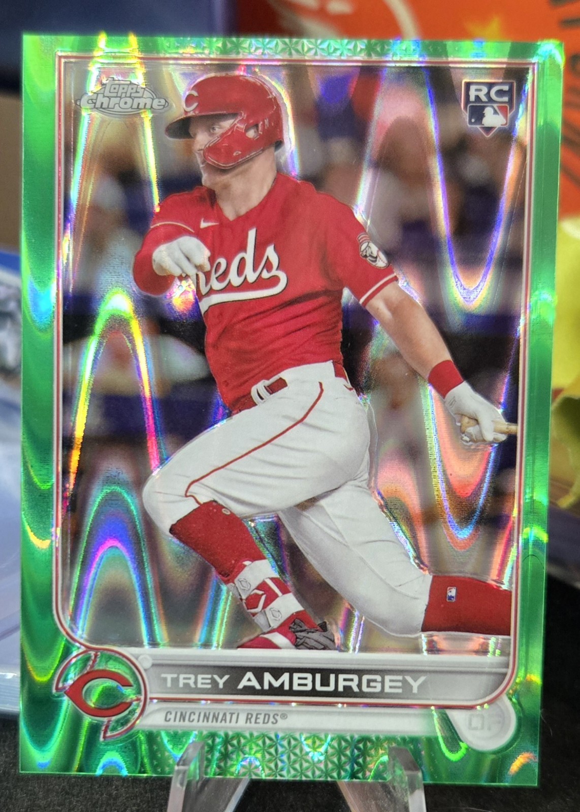 2022 Topps Chrome Trey Amburgey #61 Green Wave Refractor /99 Rookie RC Reds