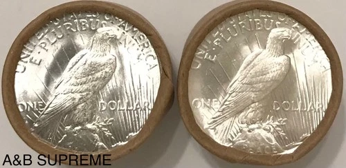 (10) Peace Dollar ''S & D'' ENDER Coin Roll STUNNING GEMS Bu Uncirculated 90% S.