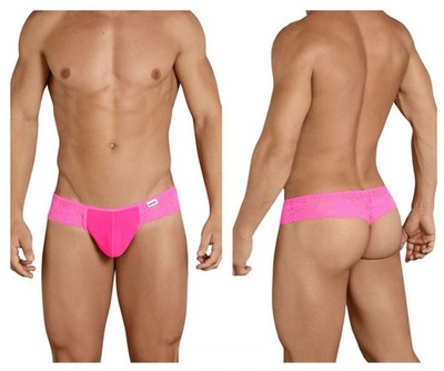 CandyMan 99392 Men's Lace Thong   Pink Sheer Low-Rise Underwear