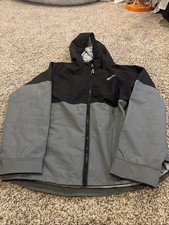 Kids Eddie Bauer large 14/16 Hooded Windbreaker Grey Black