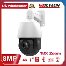 Vikylin 360° 4K 8MP 18X PTZ IP Camera POE Audio+Alarm Human Auto Tracking CCTV