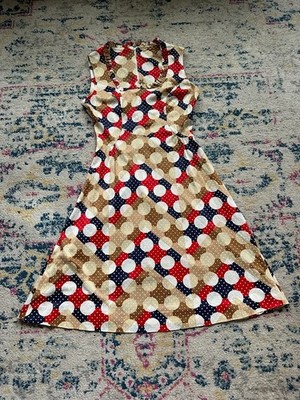 Vintage 1960s Polka Dot Mod GoGo Style Fit and Flare Dress XS/S