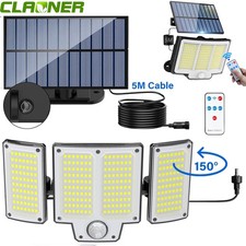 Solar Power Motion Sensor Wall Light Outdoor Garden Security Garage Flood Lamp