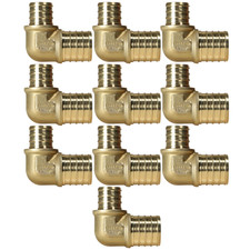 10 Pack XFITTING 1" Pex B X 3/4" Pex B Reducing Elbow Brass Crimp Fittings 