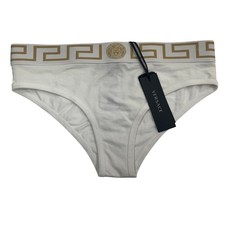 M2-39 VERSACE Women's Greca Panties Triangle Bikini Cotton White Size 2/Small