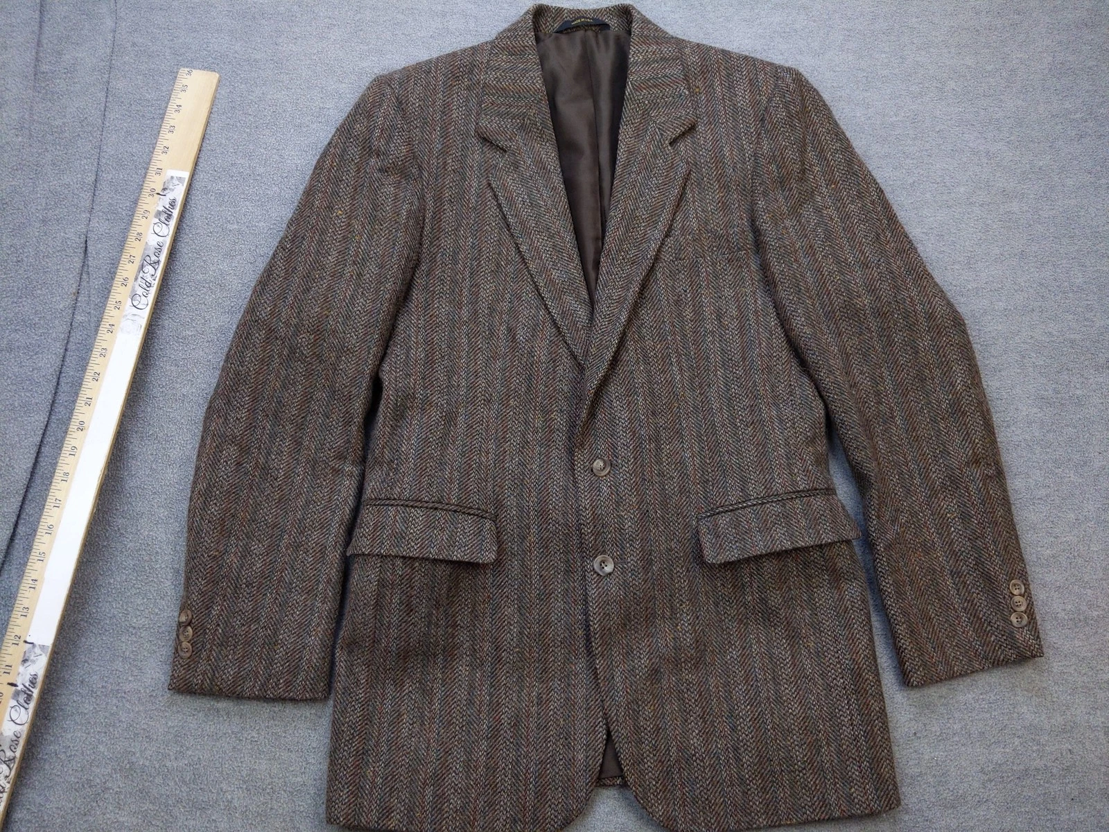 Vintage Gallery Haggar Blazer Mens 40L Tweed Wool Herringbone Jacket USA 90s