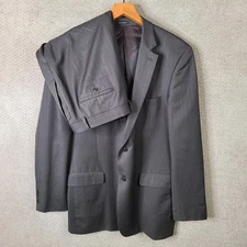 Joseph & Feiss Suit Mens 48XL Brown Striped 2 Piece Wool Pleated Pants 40x34