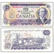 $10 1971 Bank of Canada Note FDB Prefix 2 Digit Radar BC-49d - Circulated