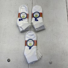 Jefferies Socks Kids Large White Crew Seamless Toe Shoe Size 6-9 Lot of 3 9 Pair