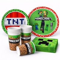 Party-Set Minecraft Teller Servietten Becher Kindergeburtstag Kinder Geburtstag