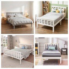 Solid Wooden Bed Frame 3ft Single 4ft6 Double Bed for Adults Child Pine Bed