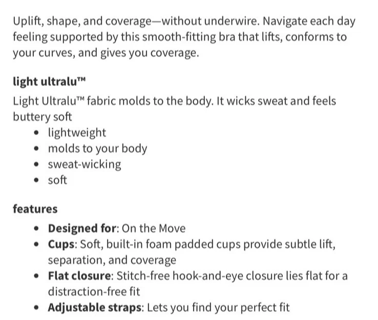 Lululemon Take Shape Bra Black Women Size Size 32A Athleisure - Image 3 of 4