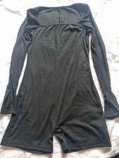 Shein Black Long Sleeve Ribbed Shorts Playsuit