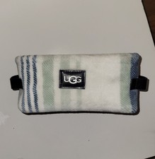 UGG Fluffy Storage Basket Bin Organizer Plaid Blue White Plush 