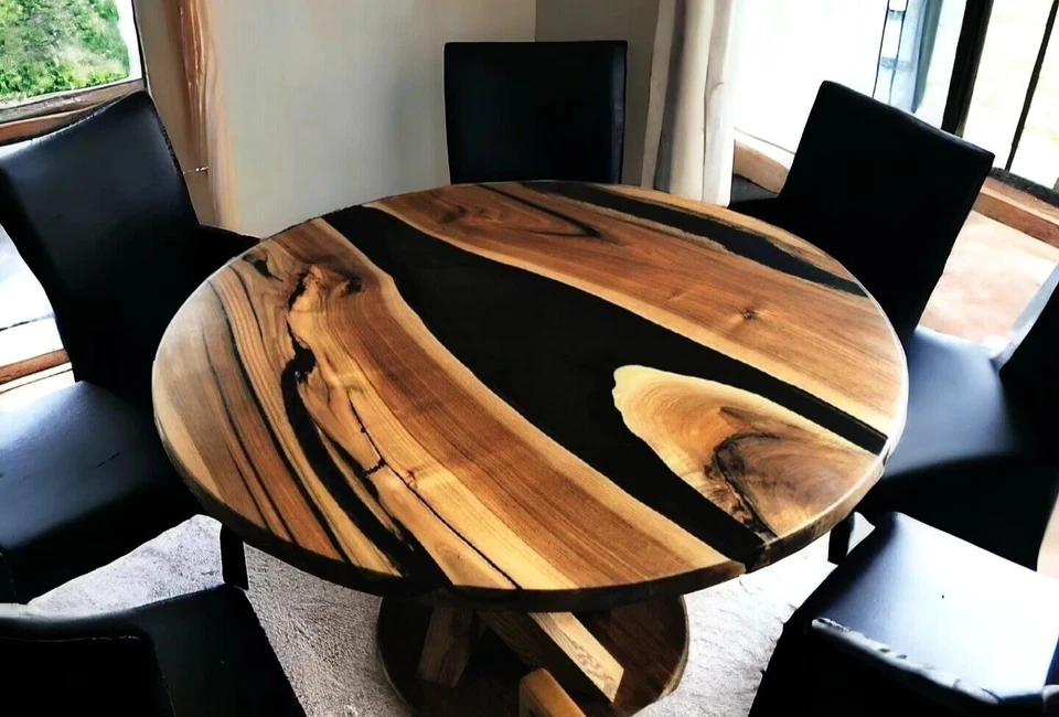 Круглый эпоксидный обеденный стол круглый эпоксидный журнальный столик эпоксидный стол для домашнего декора - Изображение 2 из 4