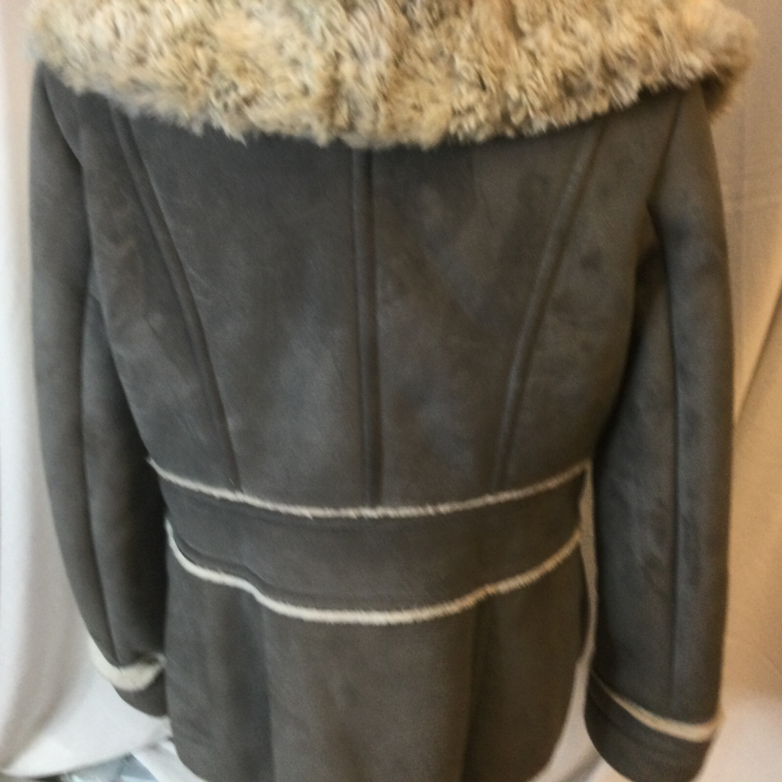 Sonoma Giubbotto Donna Invernale Corto aderente Grigio Ecopelle Sued Doppia Fila Bottoni M