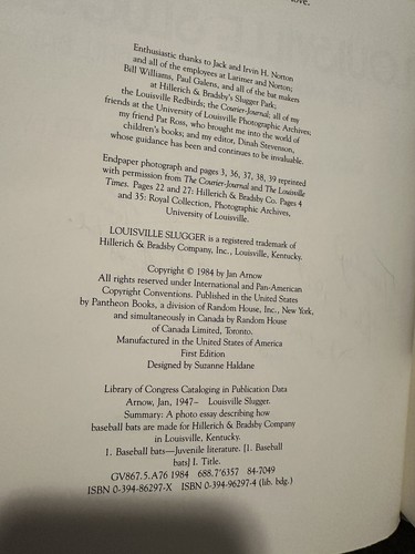 Louisville Slugger The Making Of A Baseball Bat By Jan Arnow HC 1984 - Picture 7 of 9