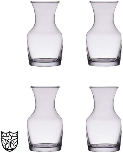 The Bar Glass Single Serving Glass Wine Carafe 6.5 oz - Mini Decanters 4-Pack - 第 1/2 張圖片