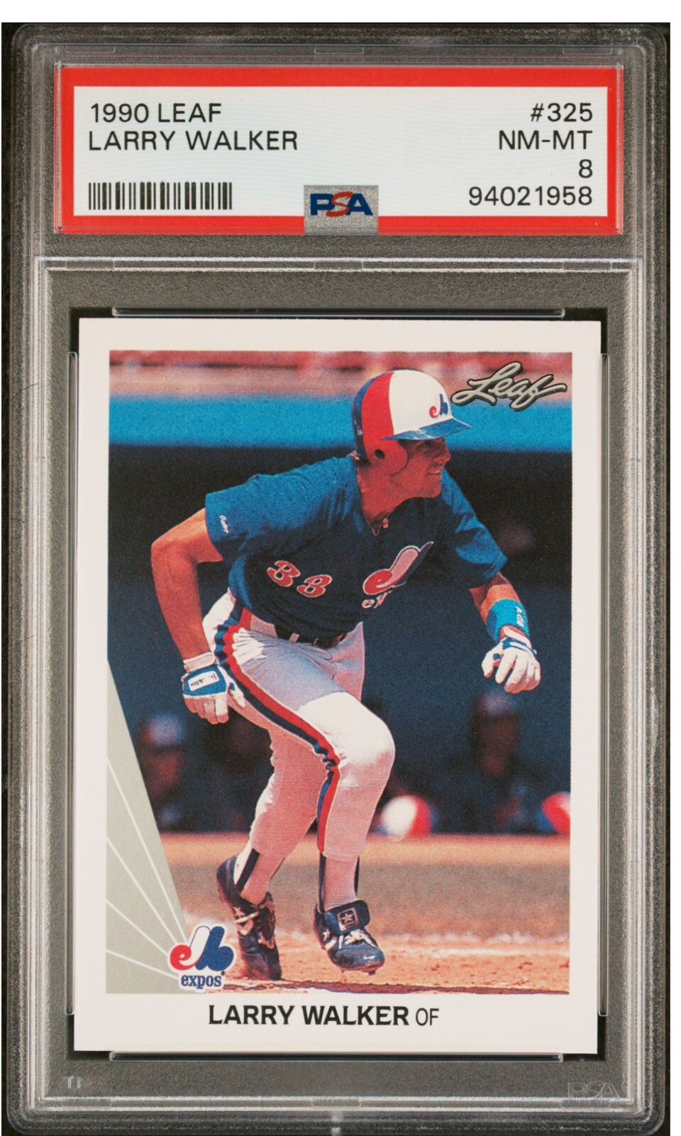 1990 LEAF #325 LARRY WALKER, PSA 8 NM-MT