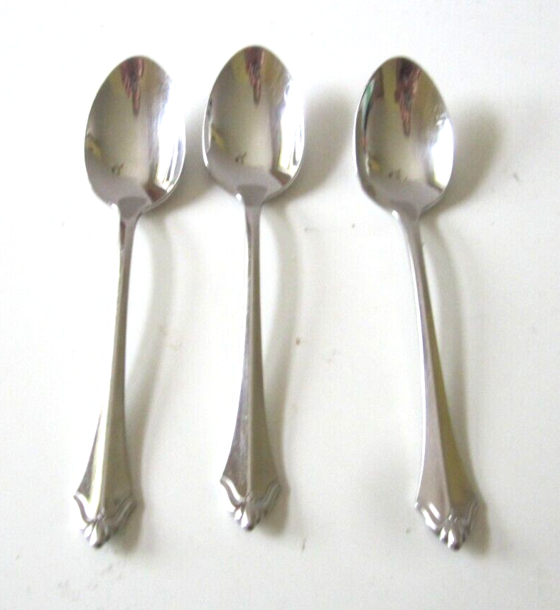 3 Oneida KENWOOD TEASPOONS Glossy 18/10 Stainless Flatware 6" TEASPOONS