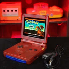 Clear Red Nintendo Game Boy Advance GBA SP IPS Adjustable Brightness