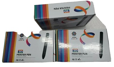 Lot of 3 Eden Bazaar 3D Printer Pen,OLED, 0.7MM diameter.includes Filament.