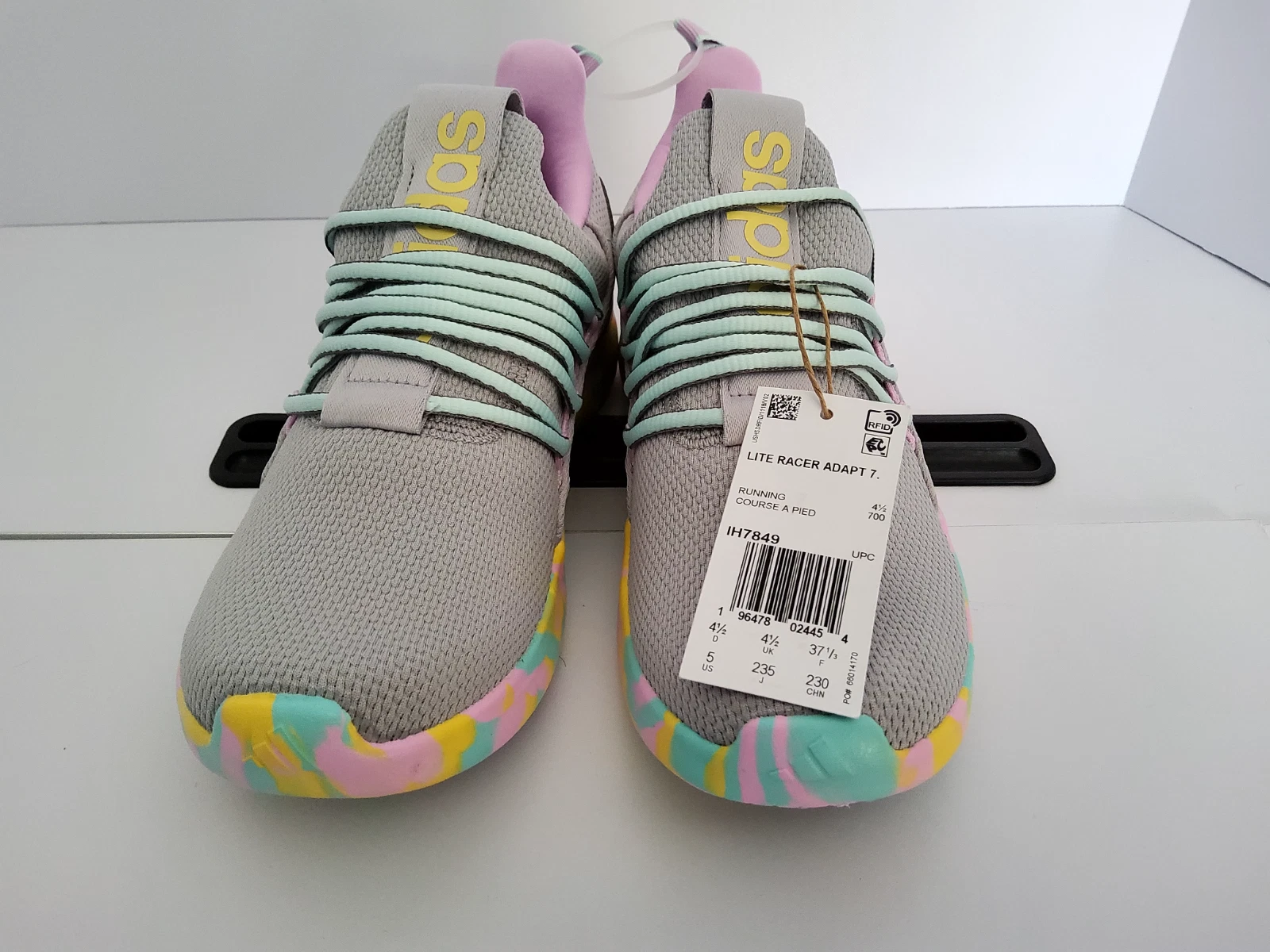 Adidas Lite Racer Adapt 7.0 Sneakers Slip On da Corsa Grigio Ragazza Taglia 5Y