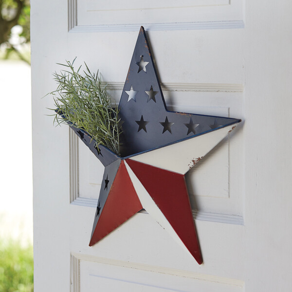 American Flag STAR  metal Wall pocket