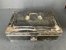 Antique Spice Box Toleware Tin Box w 6 Jars w Lids