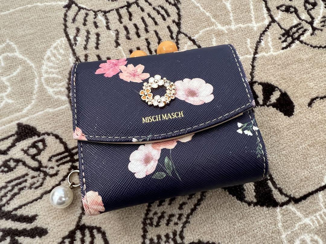 Misch Masch Navy Bifold Wallet Floral Pattern Faux Leather Used | eBay