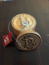 Bitcoin Xmas Tree Ornament Hollow Glass Gold Glitter Stack Of Pile New With Tag