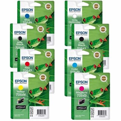 8 x Original Tinte Epson Stylus Photo R800 R1800 / T0541 T0542 T0543 -T0548 SET