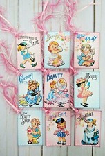 9 Retro Style Girls Handmade Gift Tags Scrapbooks Junk Journals Crafts Parties