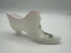 Fenton hand painted Lotus Mist Burmese Cabbage Rose Floral Shoe Slipper Signed
