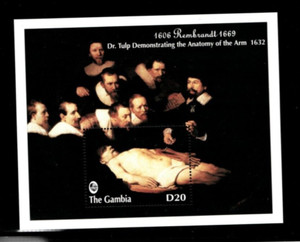 VINTAGE CLASSICS - Gambia 1993 - Rembrandt Art- Stamp sheet Scott- 1498- MNH