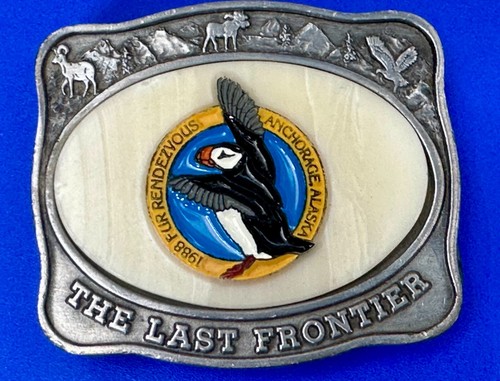 The Last Frontier Anchorage Alaska States VTG 1984 The Alaska Mint Belt Buckle