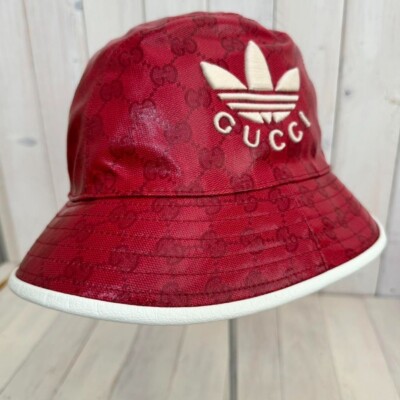 GUCCI × adidas Gucci adidas bucket hat red S 22.4 inch | eBay
