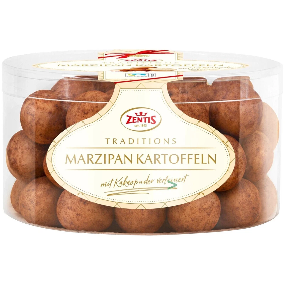 Zentis Marzipan Kartoffeln Rund dose 500g im Köcher MHD: 4/2026
