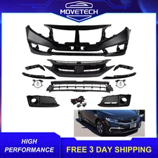 Complete Front Bumper Cover Kit With Fog Light For 2019-2021 Honda Civic Sedan