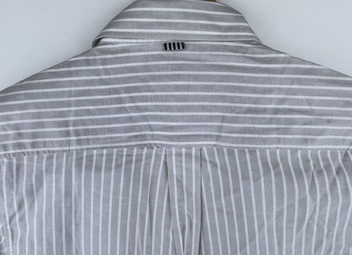 New Five Four Valmont Mens Long Sleeve Button Up Dress Shirt Striped Medium Grey - Picture 7 of 7